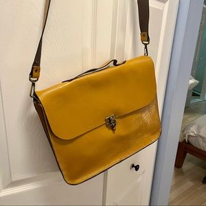 Yellow Leather Work Bag Laptop Bag